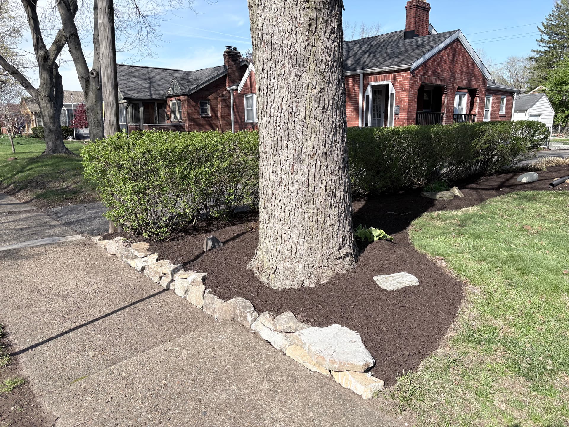 Gallery photos for Sandstone Wall Blocks and Fresh Mulch in Broad Ripple: Image #1