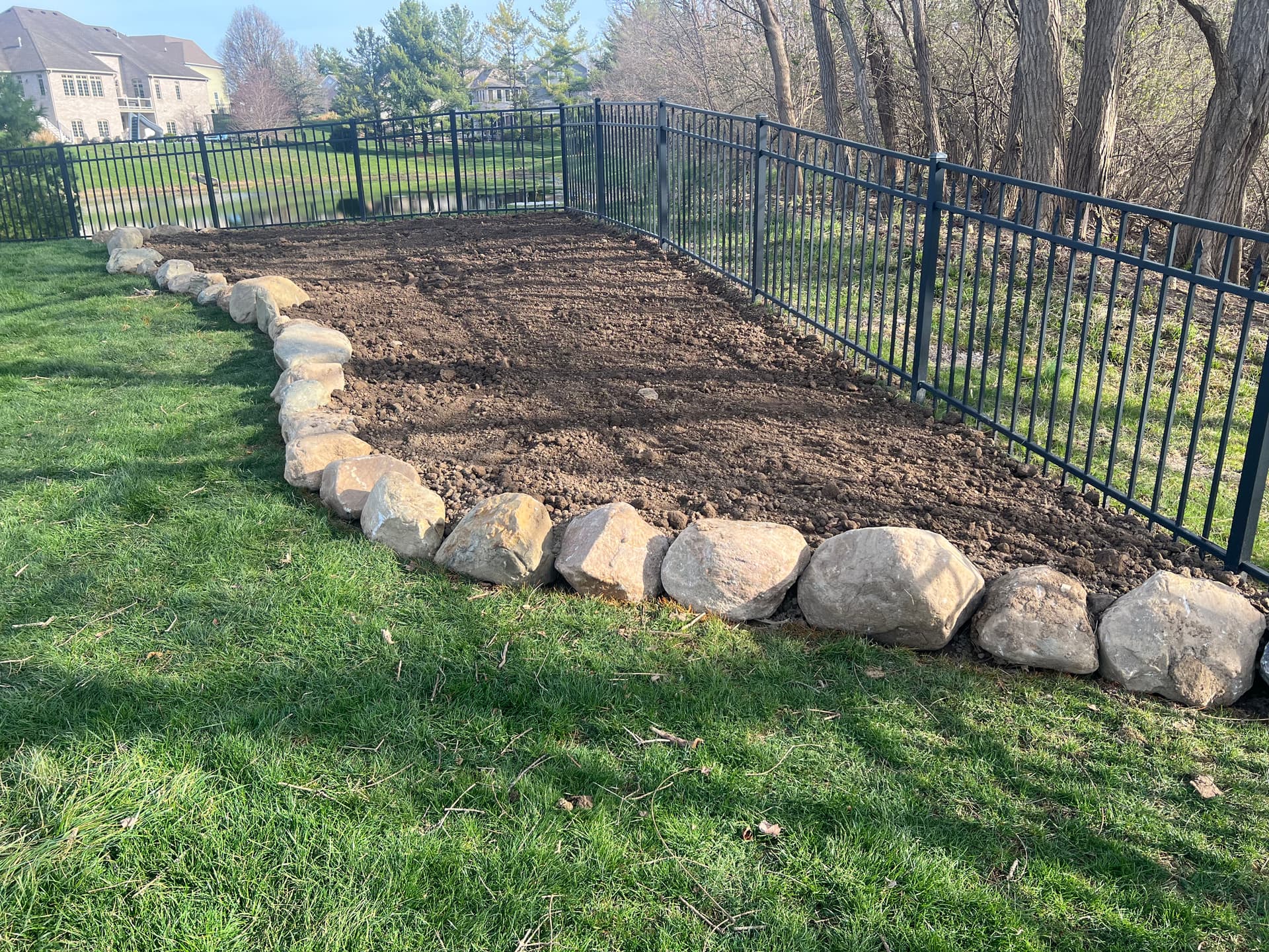 Boulder-Edged Raised Garden Bed in Noblesville Indiana image