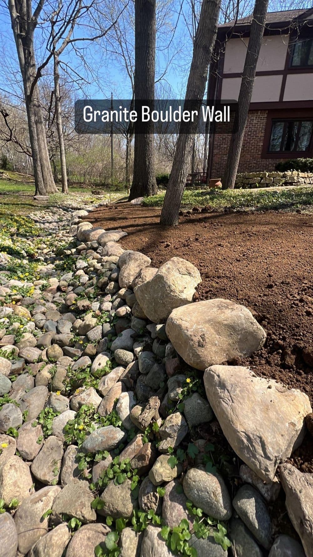 Granite Boulder Wall Installation in Indianapolis
