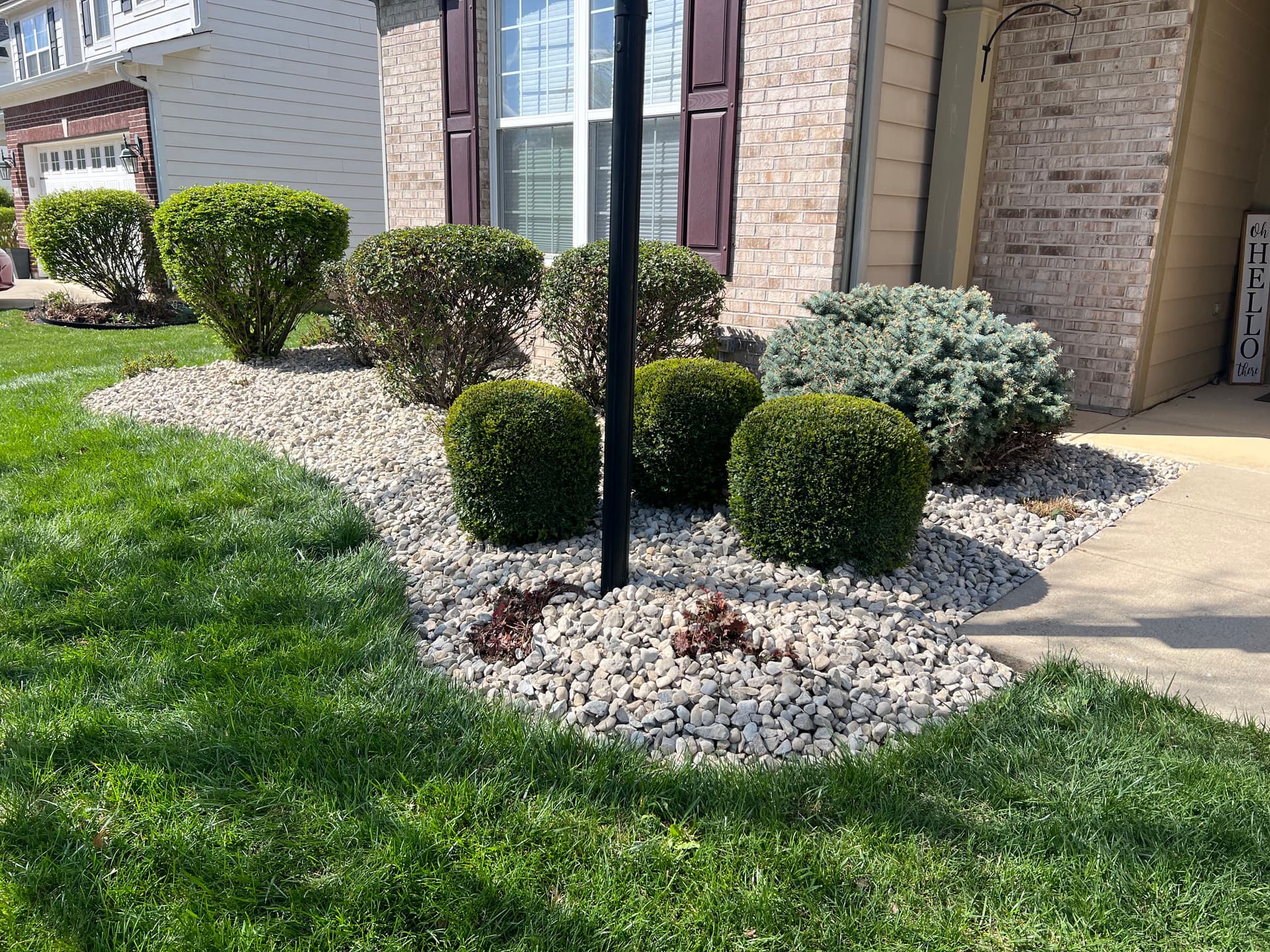 River Rock Beds and Trimmed Shrubs in Fishers Indiana image